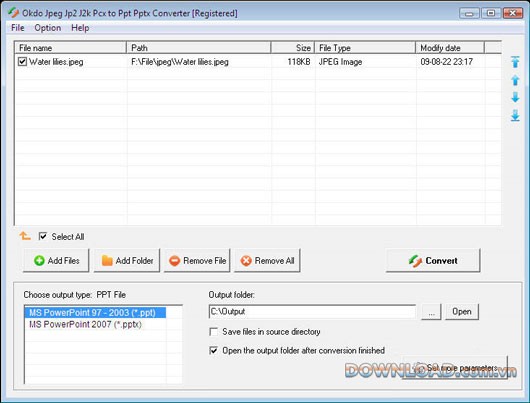 Okdo Jpeg Jp2 J2k Pcx to Ppt Pptx Converter