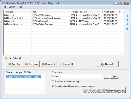 Okdo Word PowerPoint Tiff to Pdf Converter