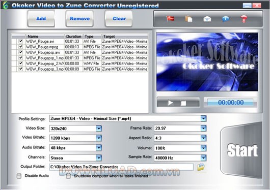 Okoker Video to Zune Converter