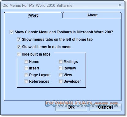 Old Menus For MS Word 2010 Software
