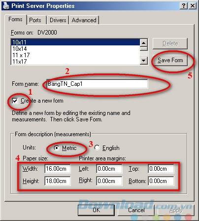 Thiết lập thông số cho máy in