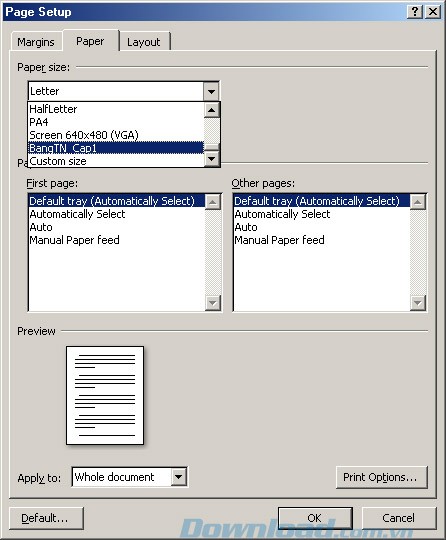 Thiết lập trang in