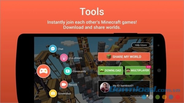 Omlet Arcade cho Android tải và chia sẻ nhiều bản đồ mới trong Minecraft