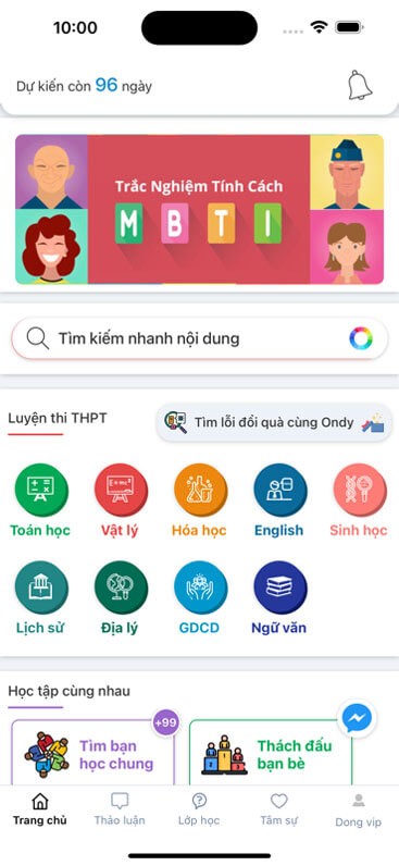 Giao diện chính của ứng dụng Ondy