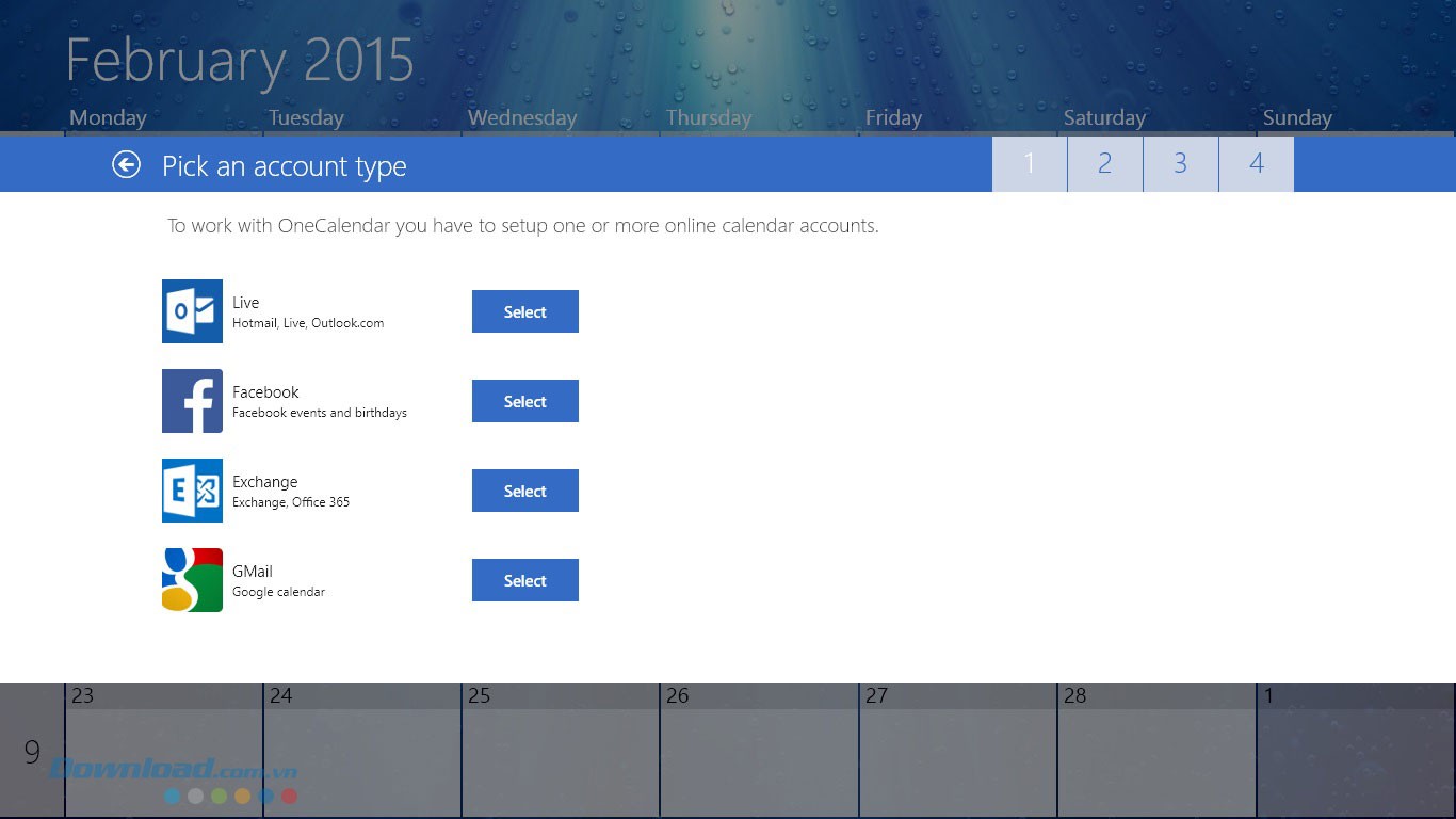 Nhiều ứng dụng lịch được hỗ trợ