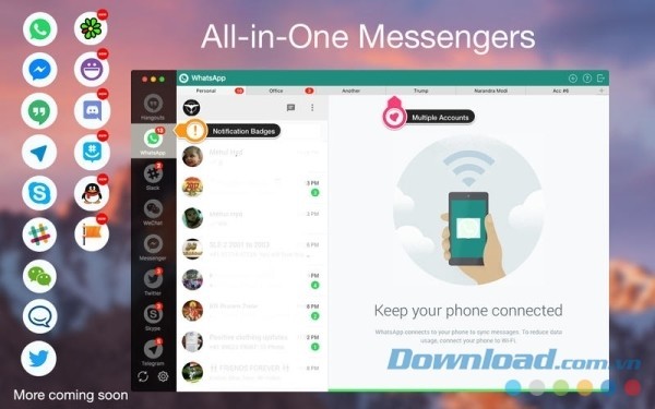 Ứng dụng tích hợp đa dịch vụ chat tại cùng một cửa sổ One Chat cho Mac