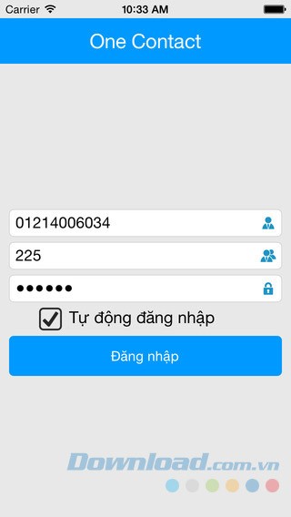 Giao diện đăng nhập One Contact