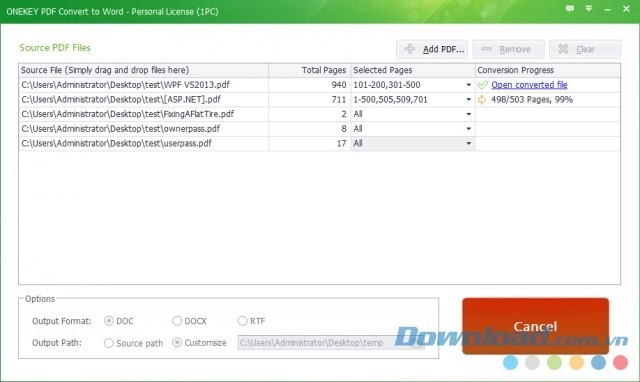 ONEKEY PDF Convert to Word có thể giúp bạn chuyển đổi hàng loạt file PDF chỉ trong tíc tắc
