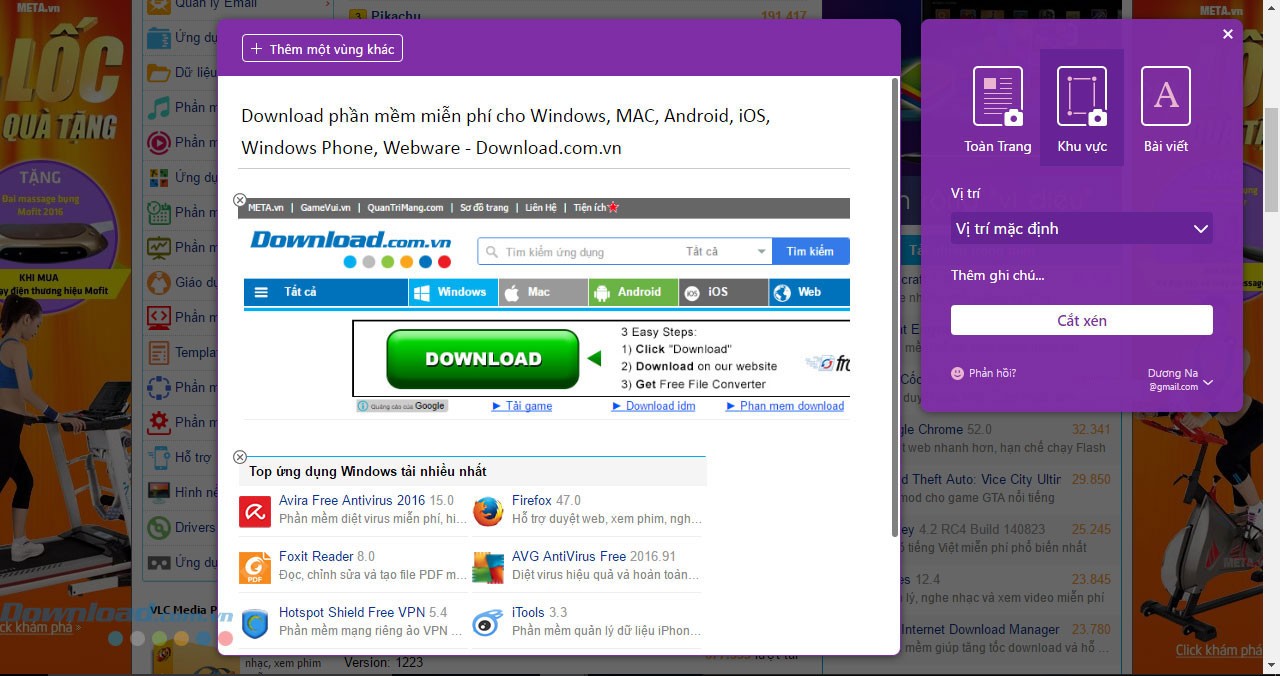 Lưu 1 phần trên trang
