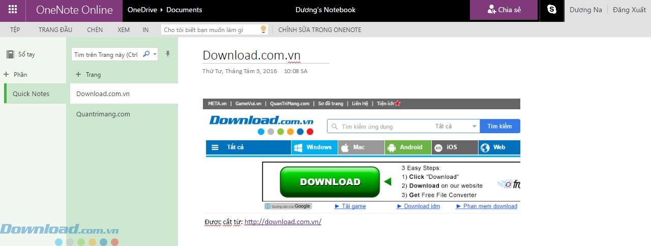 Chỉnh sửa trong OneNote