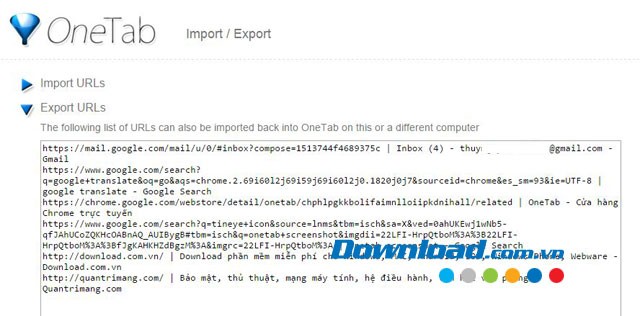 Xuất URL dưới dạng text
