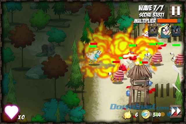 Cố gắng giành điểm số cao trong game phiêu lưu hành động phòng thủ Onion Force cho máy tính