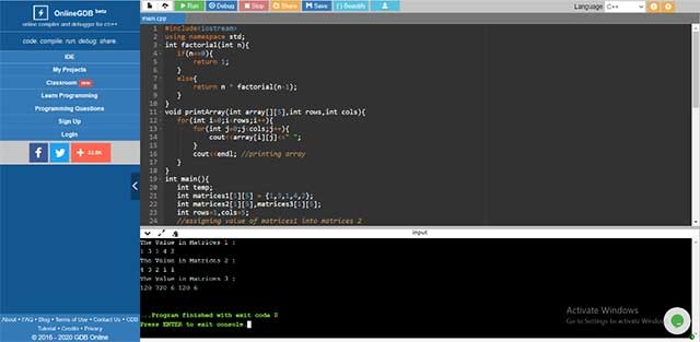 Bạn có thể viết Mã, Biên dịch, Chạy và Gỡ lỗi trực tuyến từ mọi nơi với mọi thiết bị