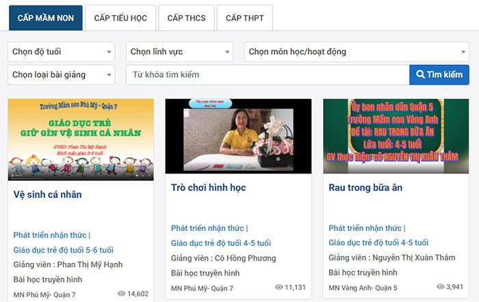 Giao diện tài liệu trên Online Learning