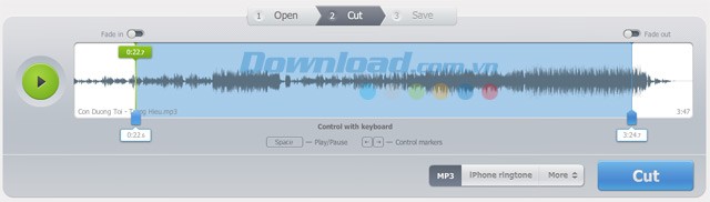 Cắt nhạc MP3 online với Online MP3 Cutter
