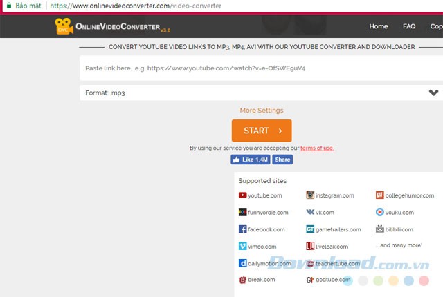 Giao diện Online Video Converter