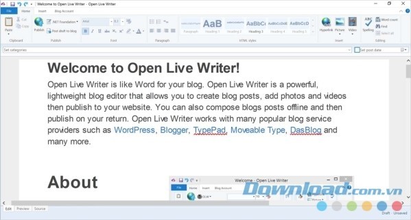 Phần mềm viết blog miễn phí Open Live Writer