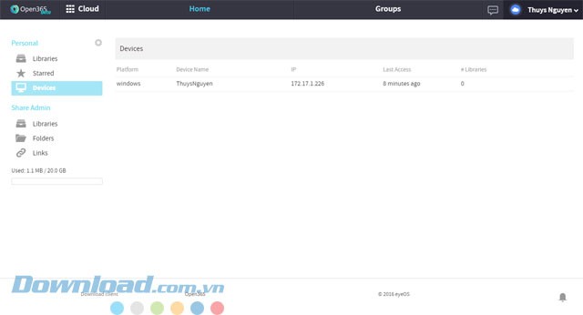 Danh mục thiết bị được kết nối