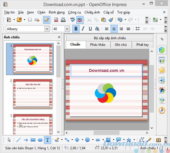 Công cụ Trình chiếu của OpenOffice tiếng Việt