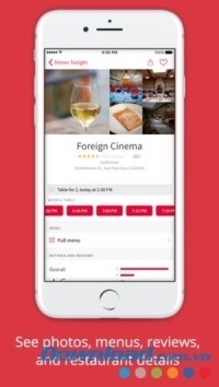 Xem menu, đánh giá trước khi đặt bàn