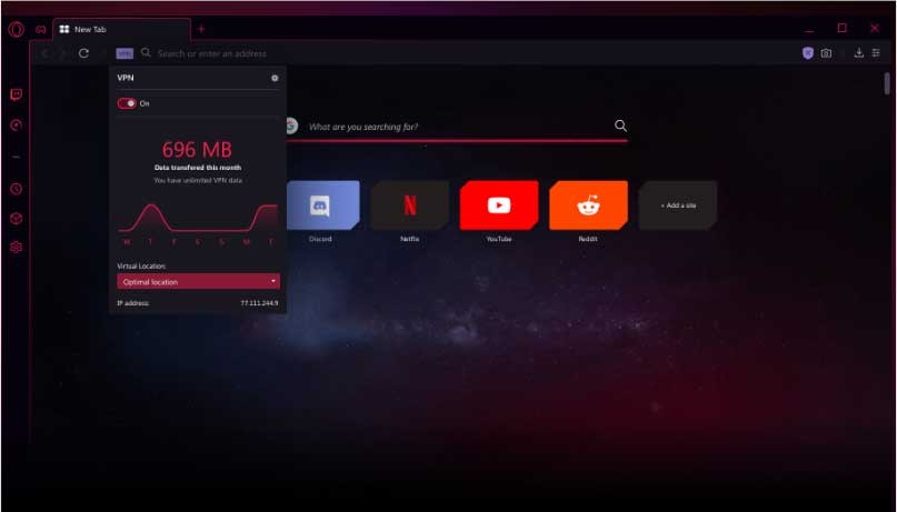 Opera GX tích hợp VPN