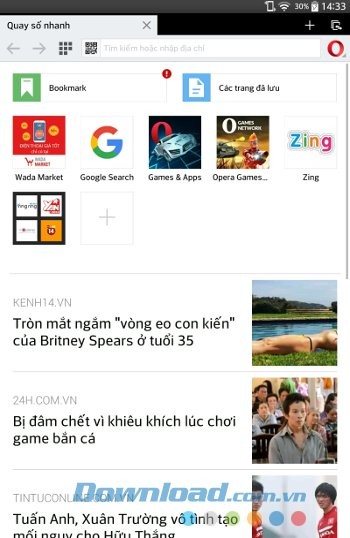 Giao diện Opera Mini browser beta