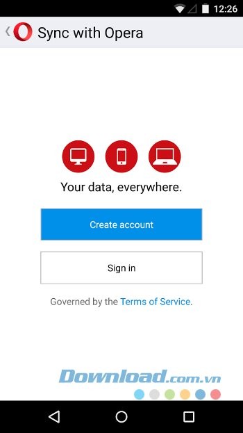 Đồng bộ Opera Mini cho Android trên nhiều thiết bị