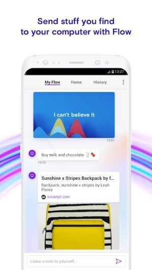 Gửi thông tin từ điện thoại sang máy tính qua Flow