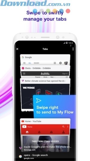 Vuốt để quản lý các tab của bạn