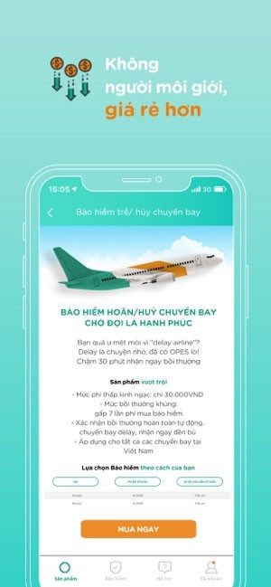 Bảo hiểm trễ chuyến bay trên OPES