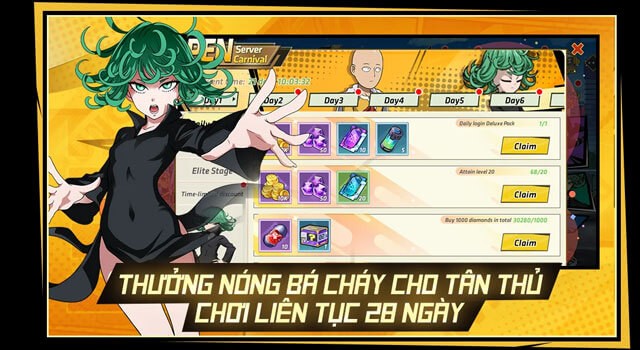 Phần thưởng hấp dấn cho tân thủ chơi liên tục trong 28 ngày