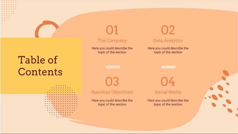 Bảng nội dung của Orange Memphis Presentation