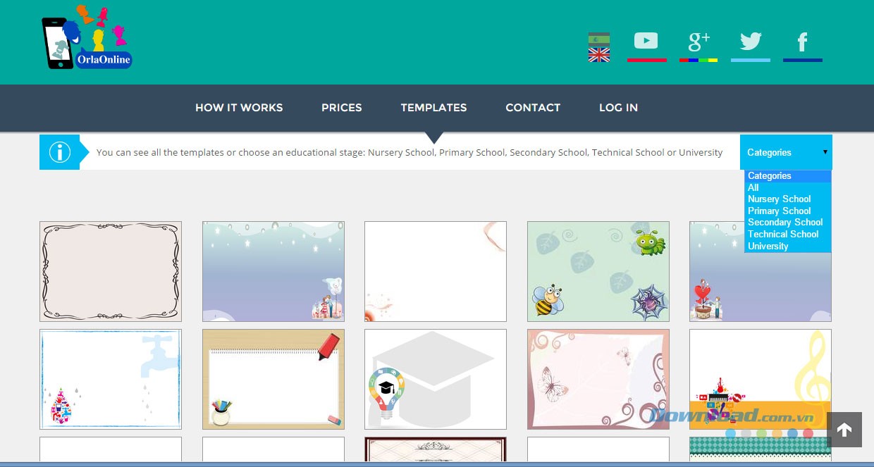 Chọn mẫu sơ đồ trong Orlaonline.es