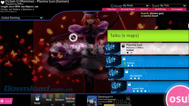 Giao diện trong game OSU!