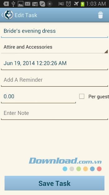 Liệt kê giá tiền từng khoản
