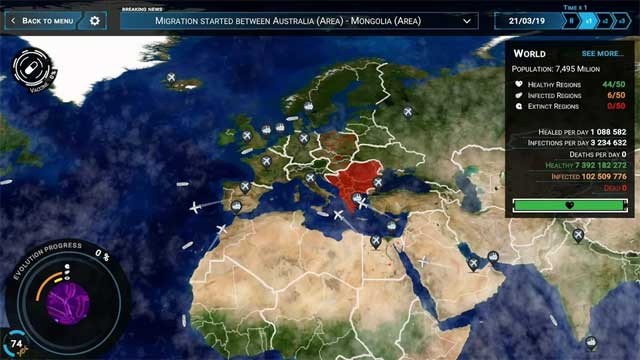 Chọn một quốc gia bạn muốn và bắt đầu đại dịch