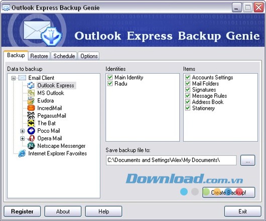 Outlook Express Backup Genie