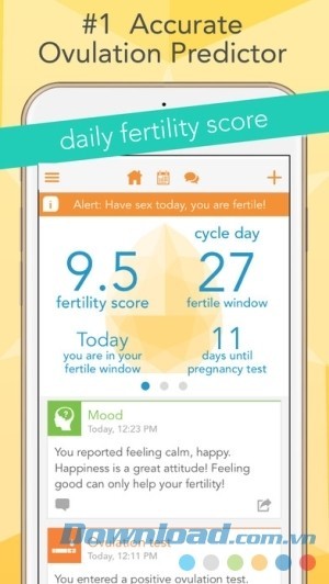 Ovia Fertility cho iOS tính ngày rụng trứng