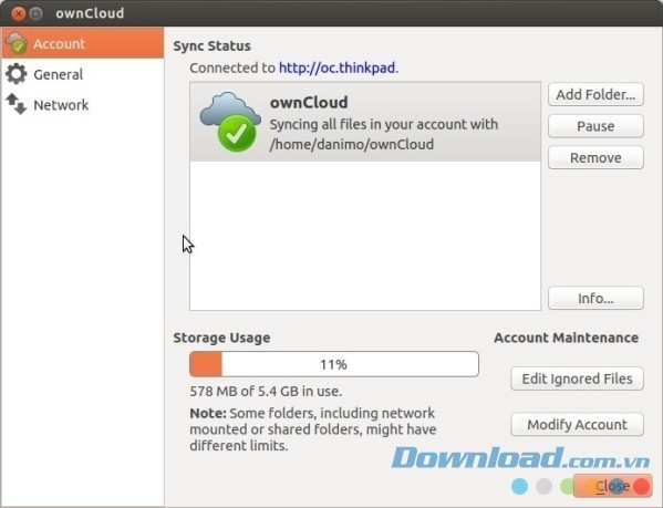 ownCloud cho Mac giúp bạn đồng bộ và lưu trữ dữ liệu lên đám mây an toàn