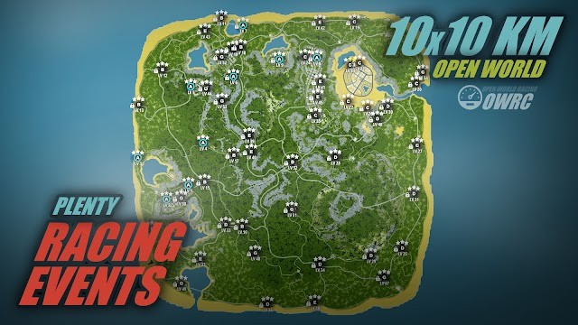 Đua trên bản đồ rộng 100km2 trong game OWRC: Open World Racing