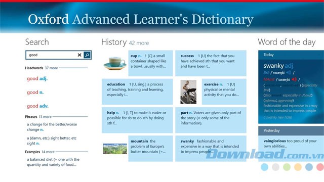 Giao diện Oxford Advanced Learner's Dictionary