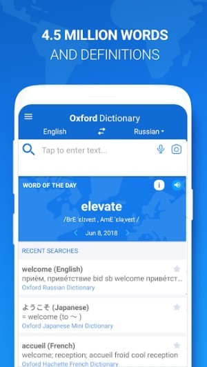 Từ điển Oxford Dictionary with Translator có hơn 4,5 triệu từ và định nghĩa