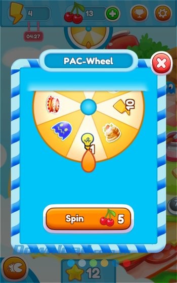 Bánh xem may mắn trong game PAC-MAN Bounce