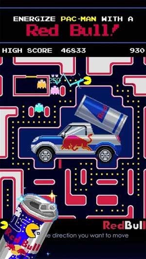 PAC-MAN là game Pacman mới kết hợp với hãng nước tăng lực Red Bull