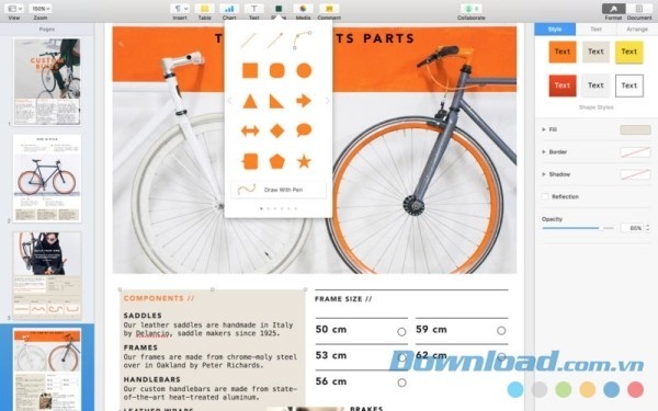 Làm đẹp nội dung bằng nhiều khối hình nghệ thuật trên Pages cho Mac