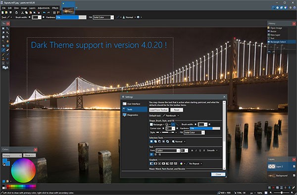 Chế độ Dark theme trên Paint.NET