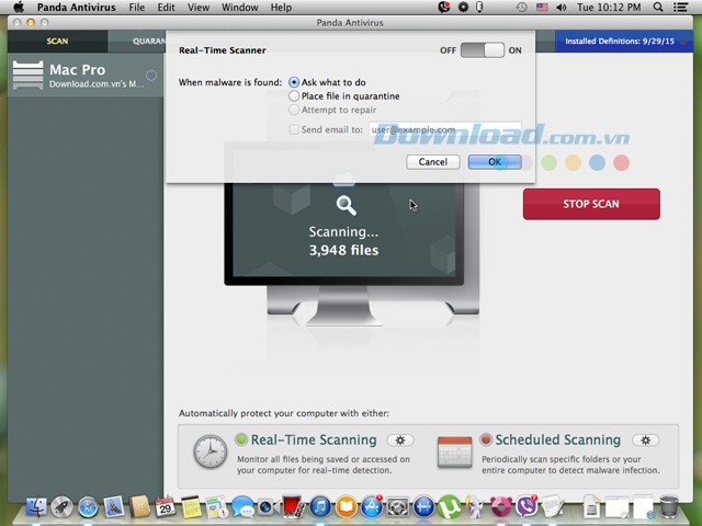 Bật chế độ quét thời gian thực