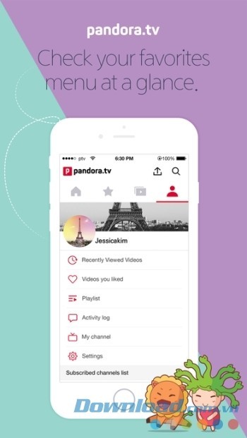Giao diện PandoraTV được thiết kế khoa học, trực quan