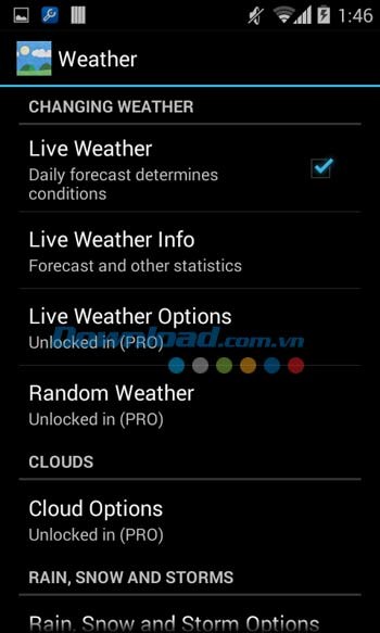 Các thiết lập thời tiết trong Paperland Live Wallpaper