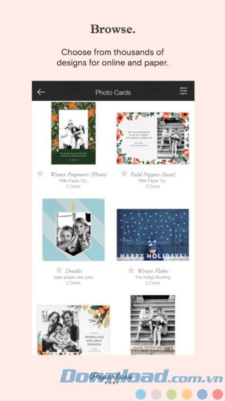 Hàng hàng mẫu thiệp để tham khảo